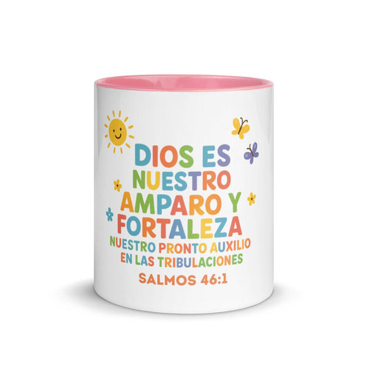 Psalm 46:1 Kids Mug – God Is Our Refuge and Strength Spanish Scripture Cup - Inspired by True Love