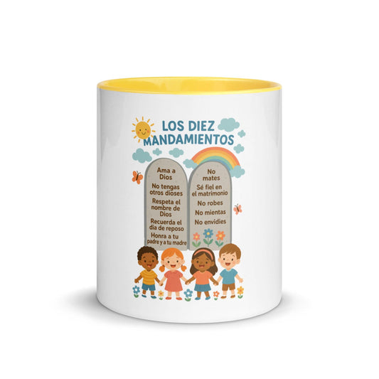 Ten Commandments Spanish Scripture Kids Mug – Christian Enamel Cup for Children - Inspired by True Love