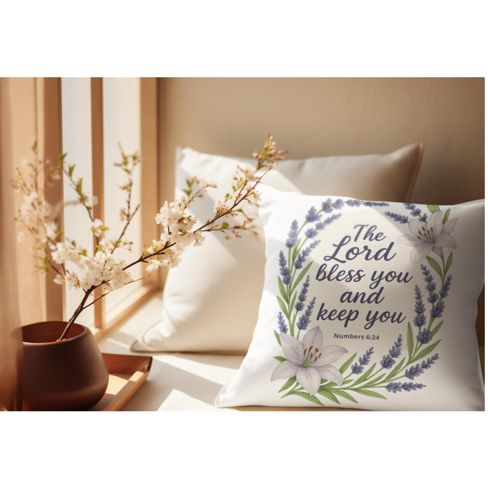 Christian Throw Pillow Numbers 6:24 Bible Verse Home Decor - Inspired by True Love