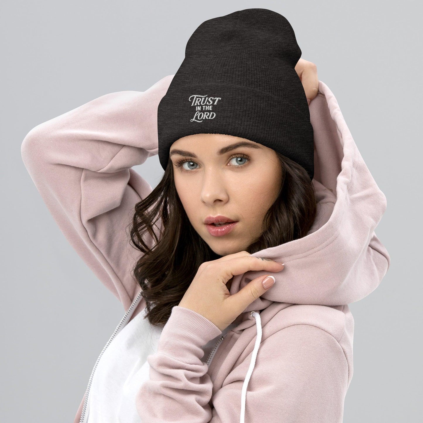 Trust in the Lord Beanie – Christian Unisex Knit Hat – Proverbs 3:5 Faith Beanie – Inspirational Winter Headwear - Inspired by True Love