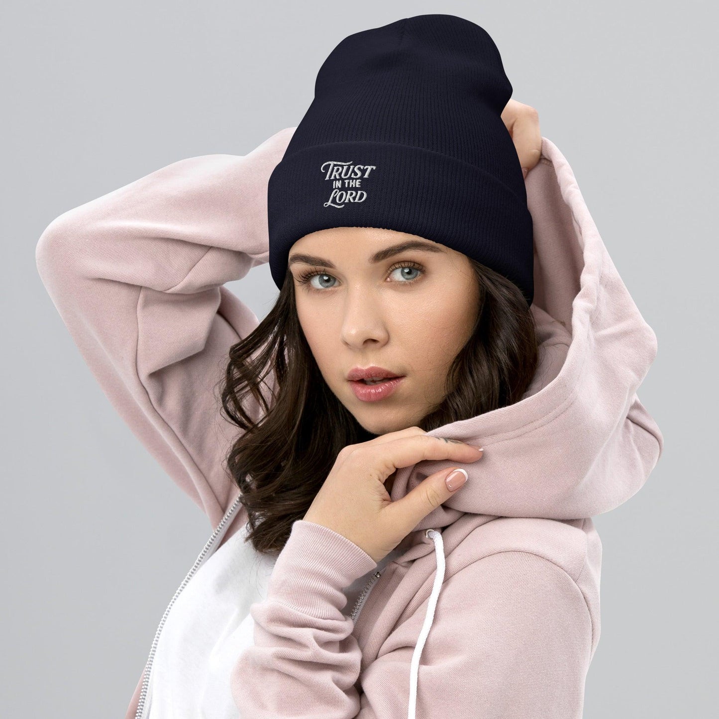 Trust in the Lord Beanie – Christian Unisex Knit Hat – Proverbs 3:5 Faith Beanie – Inspirational Winter Headwear - Inspired by True Love