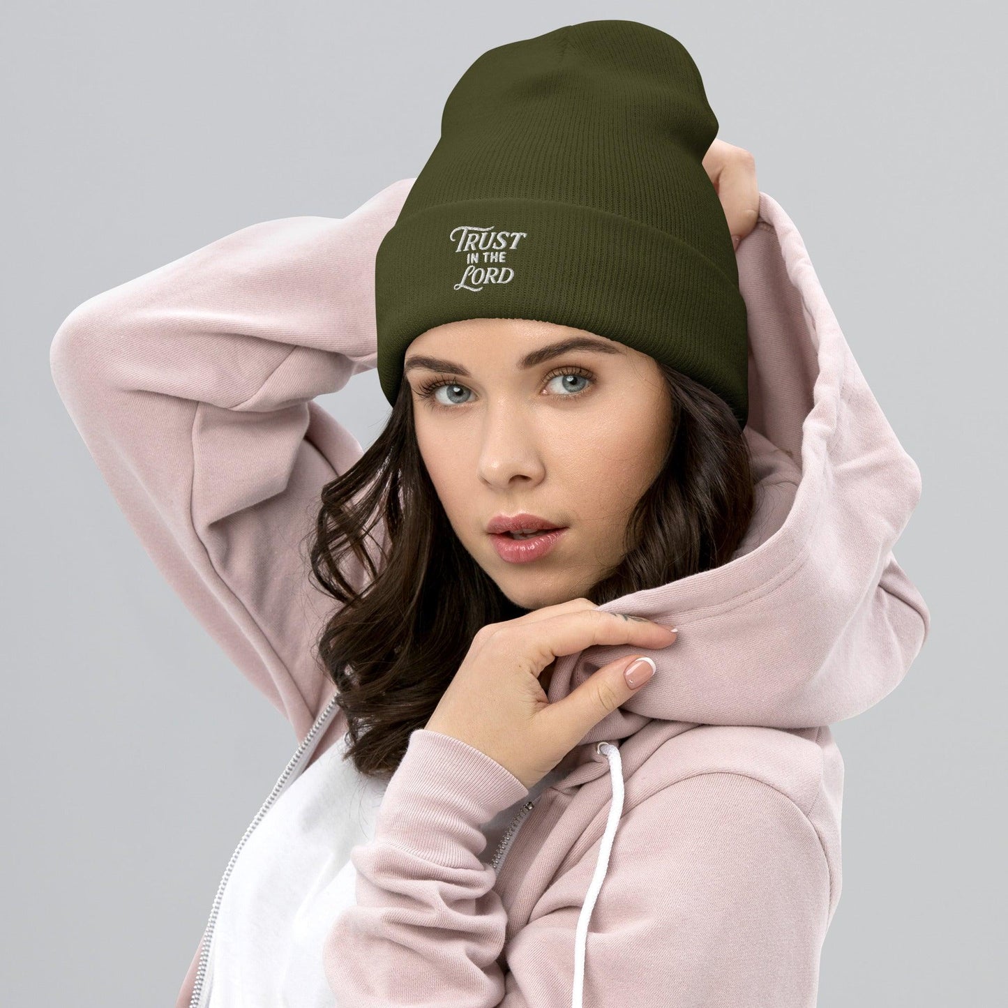 Trust in the Lord Beanie – Christian Unisex Knit Hat – Proverbs 3:5 Faith Beanie – Inspirational Winter Headwear - Inspired by True Love