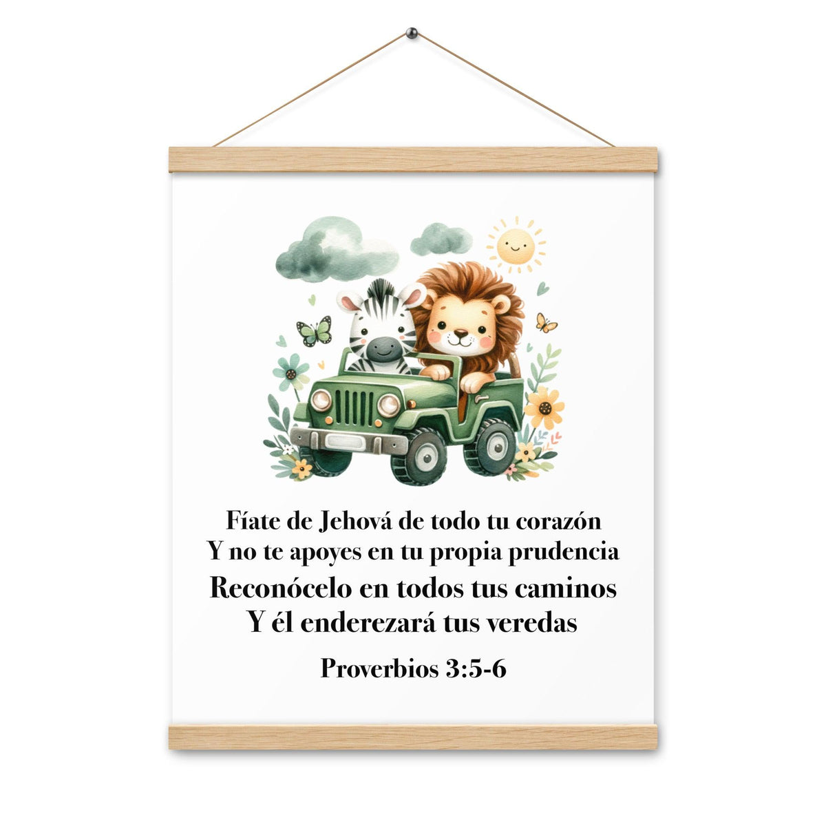 Kids Christian Poster – Proverbs 3:5-6 Spanish Scripture - Inspired by True Love