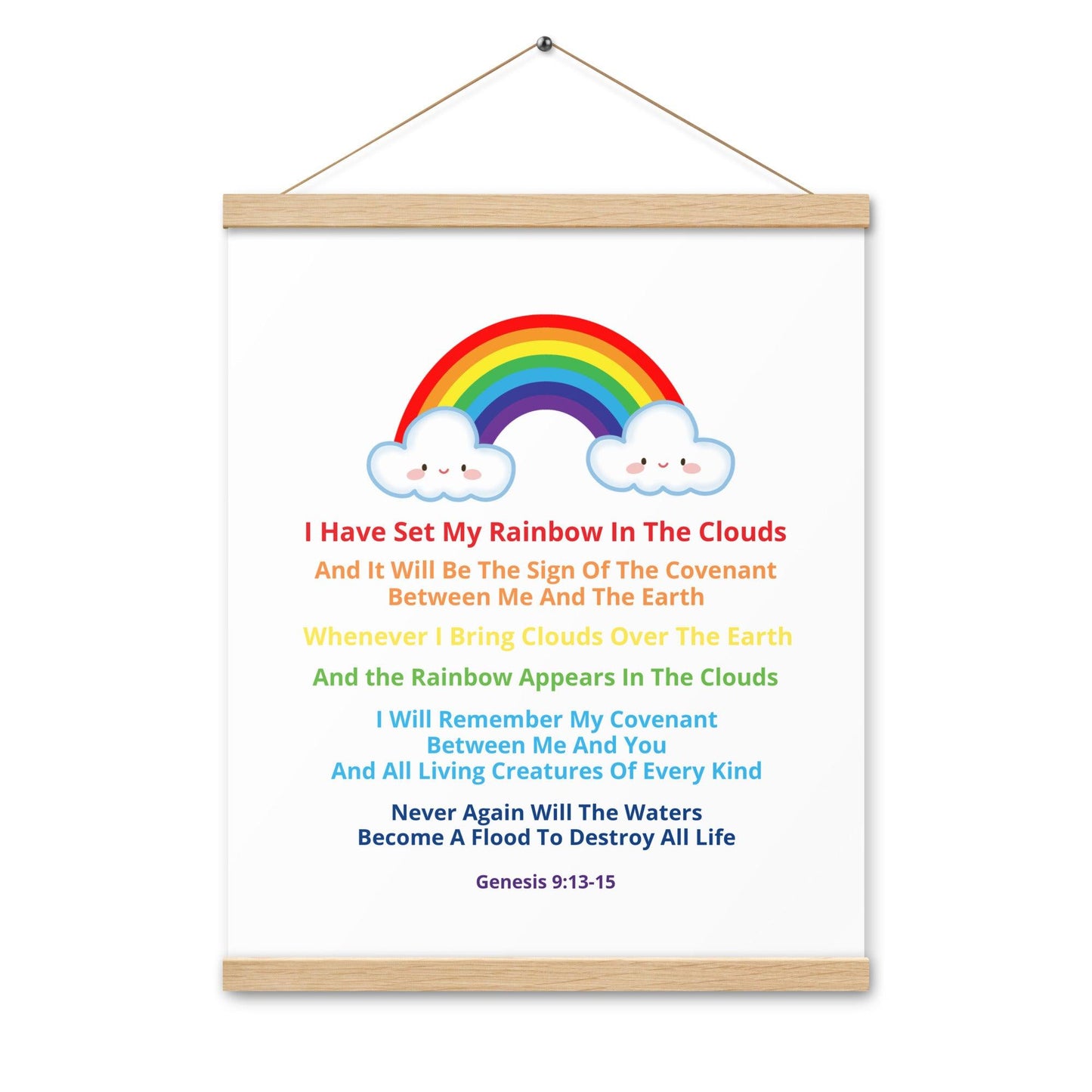 Christian Kids Poster – Genesis 9:13-15 Bible Verse | God’s Promise and the Rainbow - Inspired by True Love