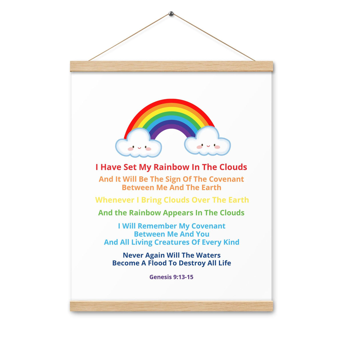 Christian Kids Poster – Genesis 9:13-15 Bible Verse | God’s Promise and the Rainbow - Inspired by True Love