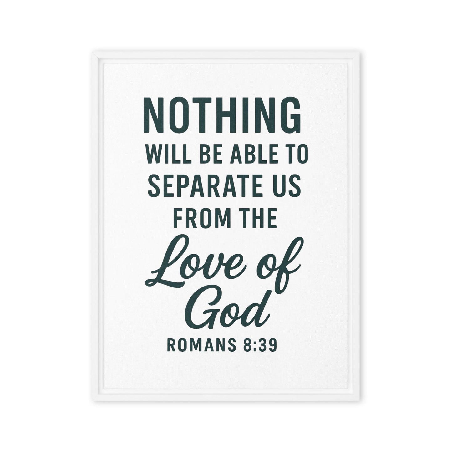 Romans 8:39 Framed Canvas Wall Art – Christian Bible Verse Decor – God’s Love Scripture Print – Inspirational Faith Home Accent - Inspired by True Love