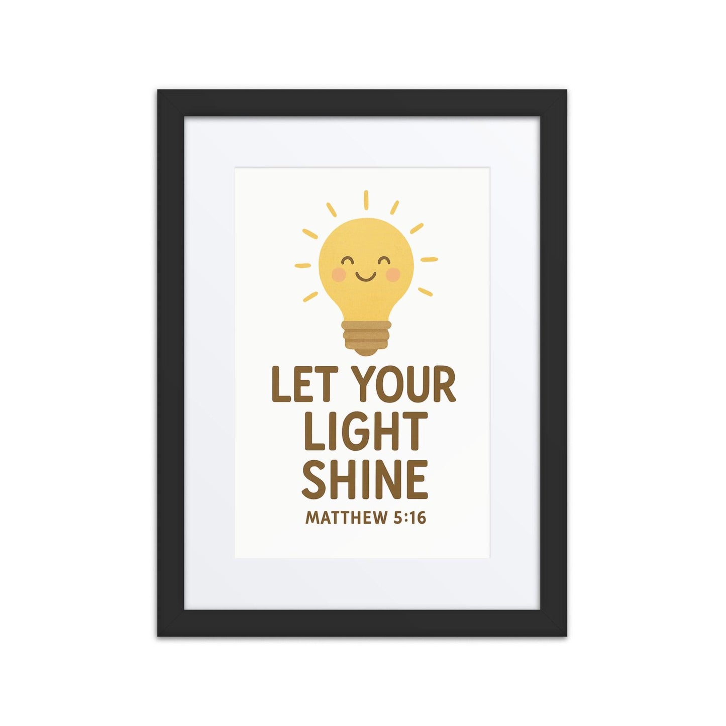Let Your Light Shine – Matthew 5:16 Kids Framed Poster | Christian Wall Art for Children - Inspired by True Love