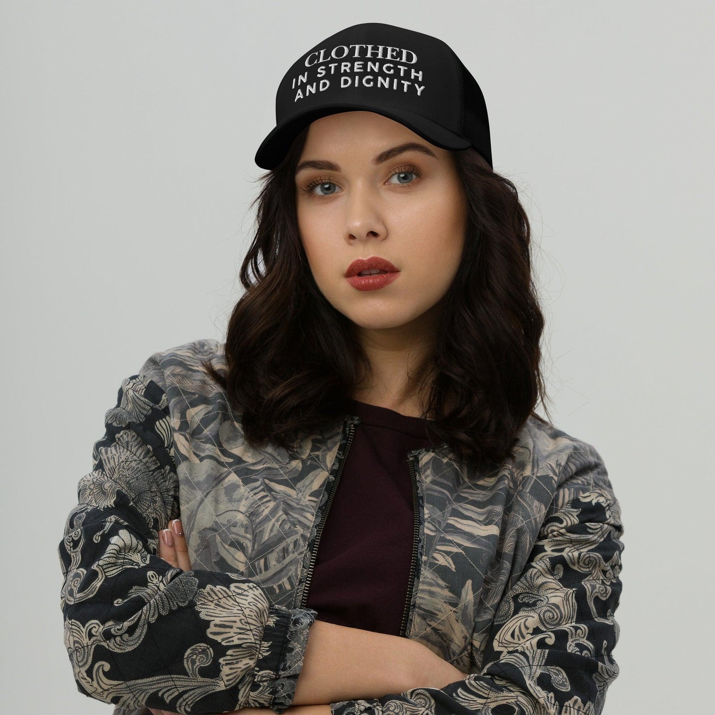 Clothed In Strength and Dignity – Faith-Based Embroidered Unisex Christian Cap - Inspired by True Love