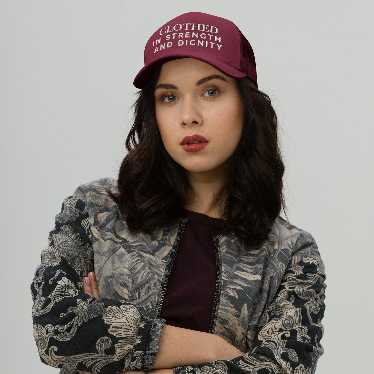 Clothed In Strength and Dignity – Faith-Based Embroidered Unisex Christian Cap - Inspired by True Love