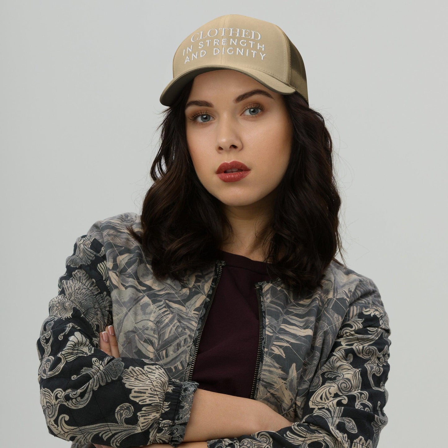 Clothed In Strength and Dignity – Faith-Based Embroidered Unisex Christian Cap - Inspired by True Love