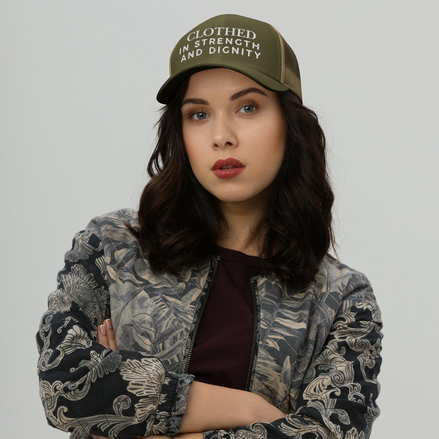 Clothed In Strength and Dignity – Faith-Based Embroidered Unisex Christian Cap - Inspired by True Love