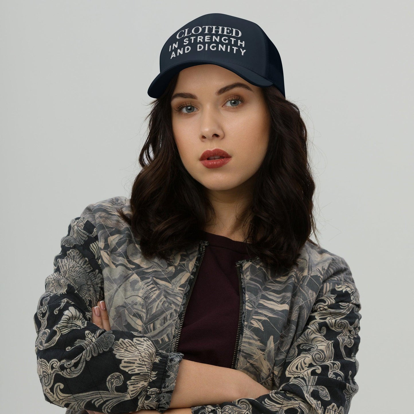 Clothed In Strength and Dignity – Faith-Based Embroidered Unisex Christian Cap - Inspired by True Love