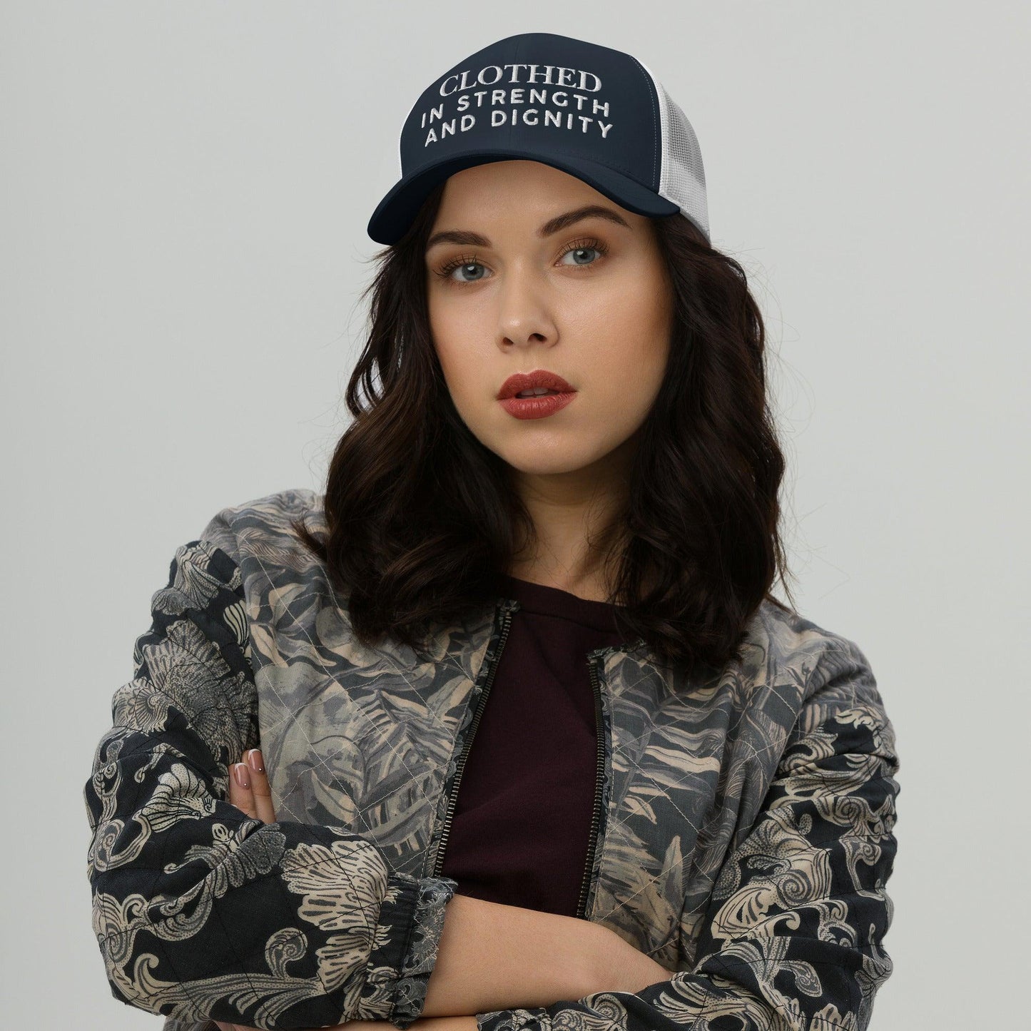 Clothed In Strength and Dignity – Faith-Based Embroidered Unisex Christian Cap - Inspired by True Love